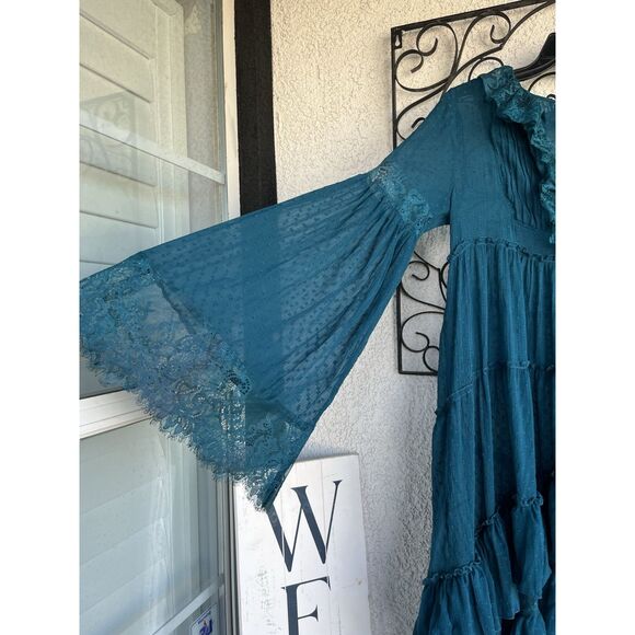 Maeve By Anthropologie Meadow Ruffle Dress - Size XS - Teal - Picture 7 of 10